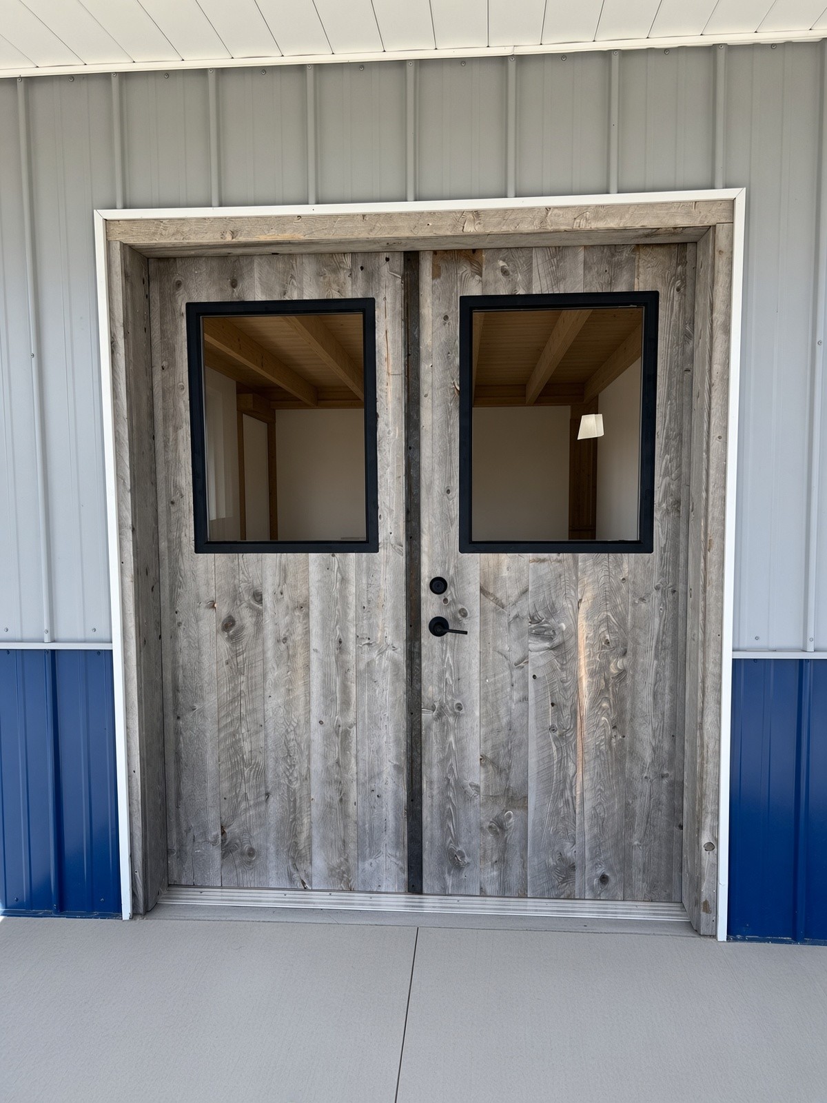 Barnwood double doors at the shop