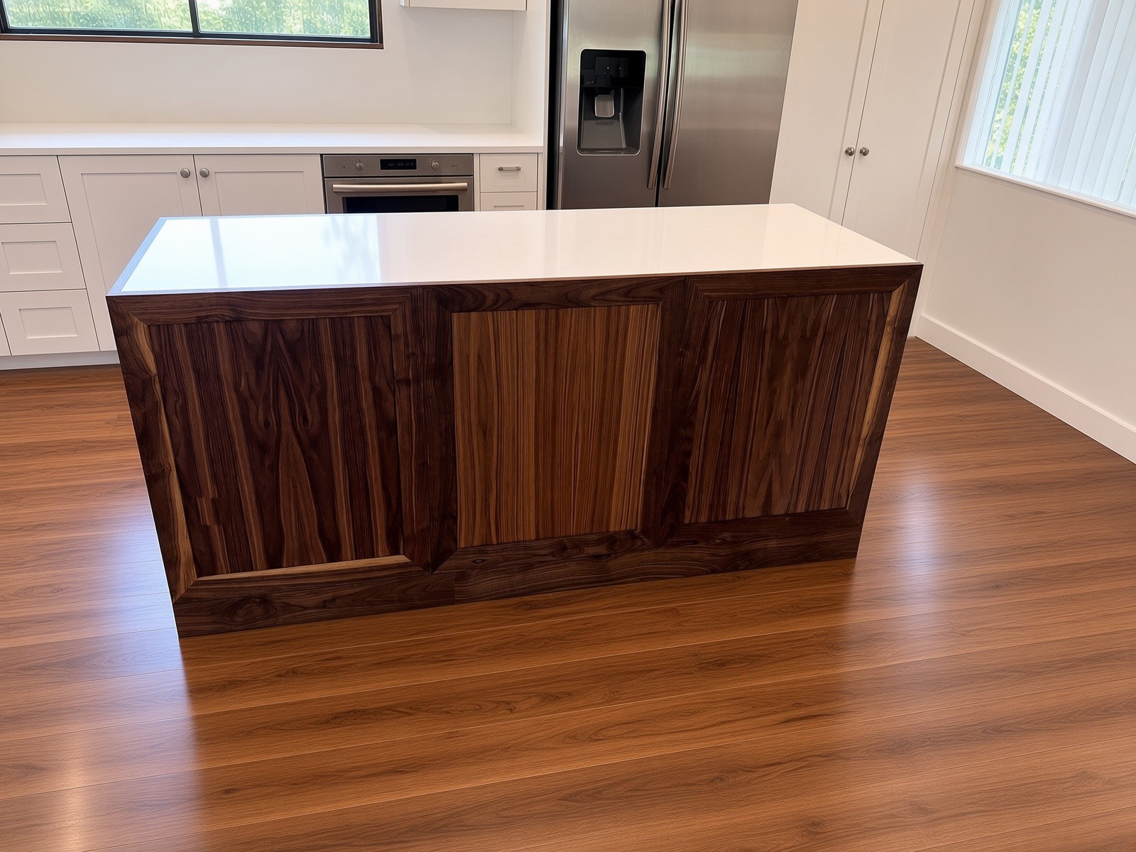 Walnut waterfall island